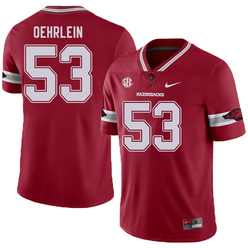 Men #53 John Oehrlein Arkansas Razorbacks College Football Jerseys Sale-Alternate